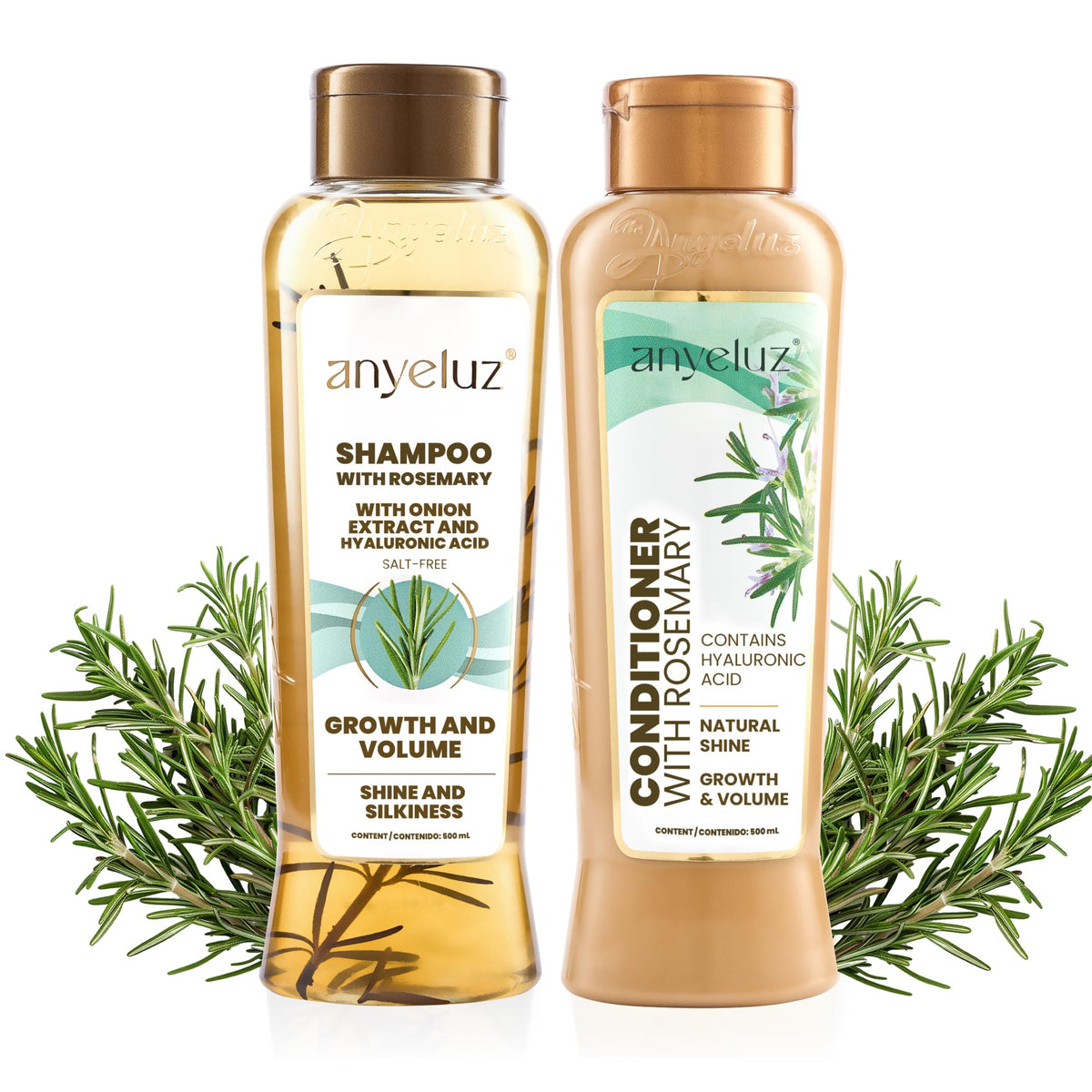 ANYELUZ rosemary shampoo bottle for daily refreshing wash.