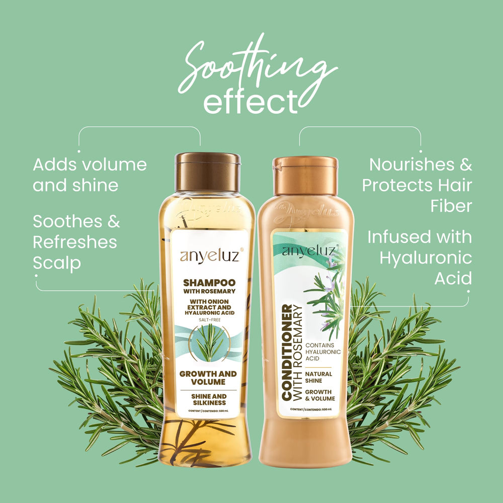 ANYELUZ rosemary shampoo lather close-up showing clean scalp feel.
