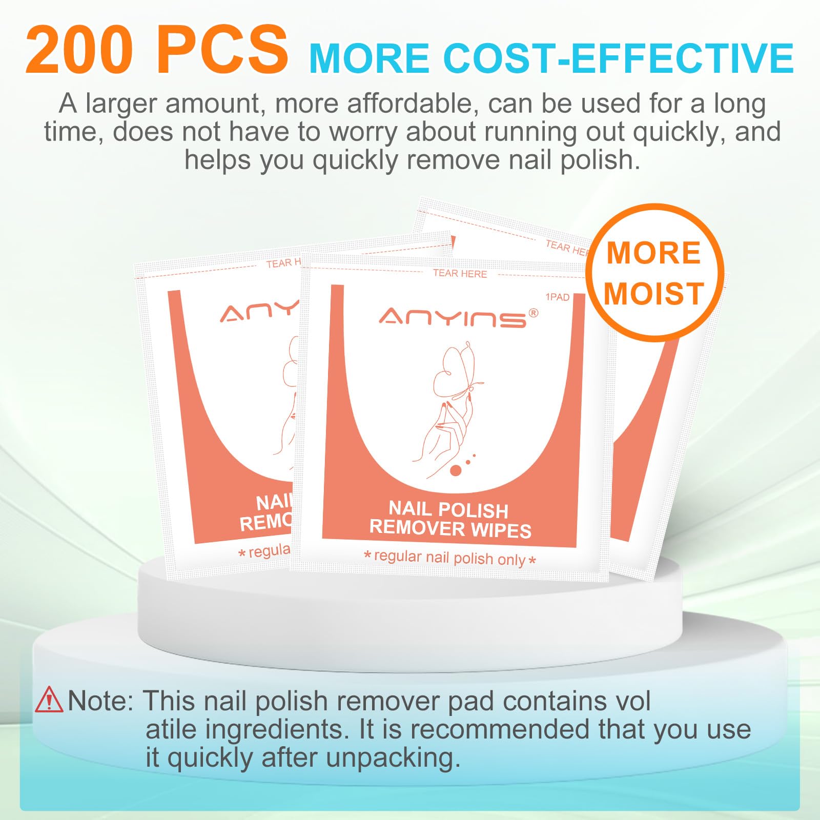 ANYINS remover pads work on gel and acrylic nails with simple wrap removal