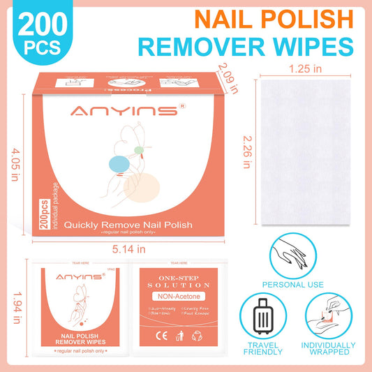 ANYINS remover pads are individually wrapped for mess-free, on-the-go polish removal