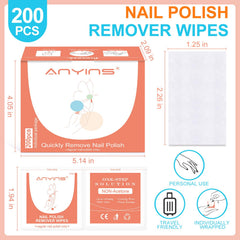 ANYINS remover pads are individually wrapped for mess-free, on-the-go polish removal