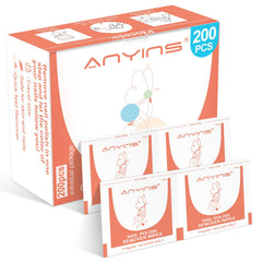 ANYINS Nail Polish Remover Pads packaging shows a compact 200‑pad box for travel-friendly use