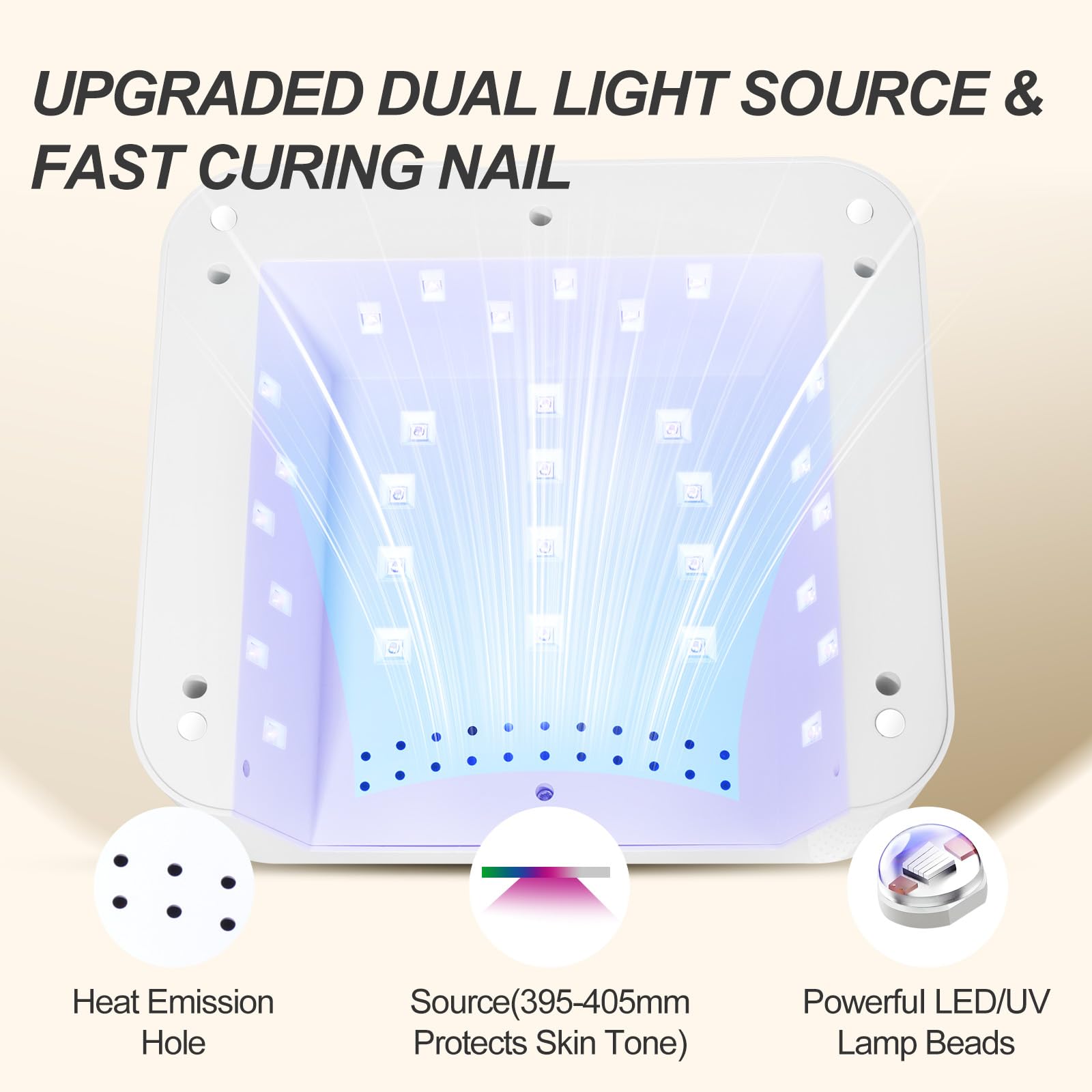 ANYINS UV Nail Lamp 120W bulbs closeup with 30 bulbs for uniform curing