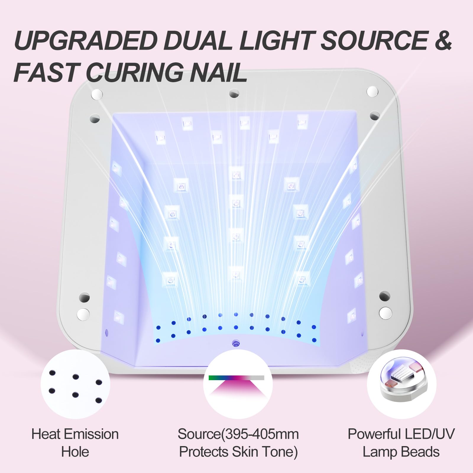 ANYINS UV Nail Lamp 120W interior open chamber fits hands or feet