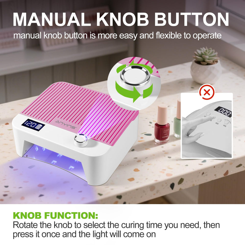 ANYINS UV Nail Lamp 120W cordless base enables travel-ready use