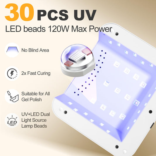 ANYINS UV Nail Lamp 120W side view highlighting portable cordless form