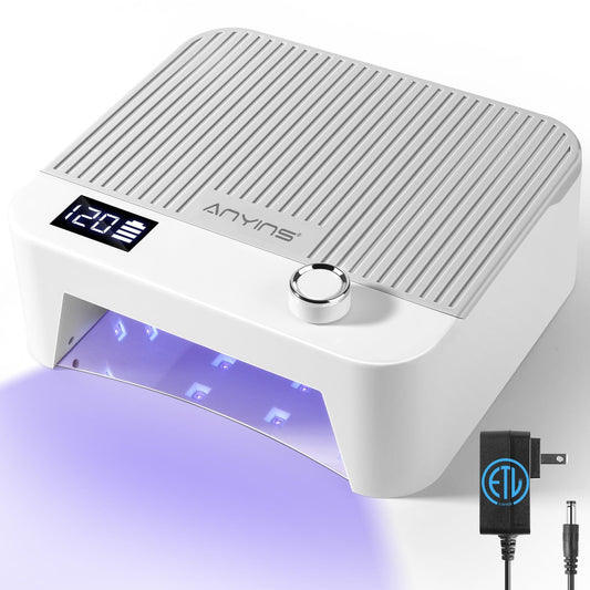 ANYINS UV Nail Lamp front view shows powerful 120W for fast, even curing.
