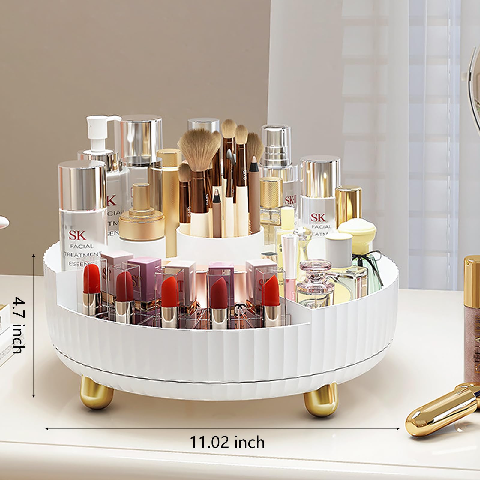 Anyoifax bathroom vanity stand showcases items stylishly while saving counter space.