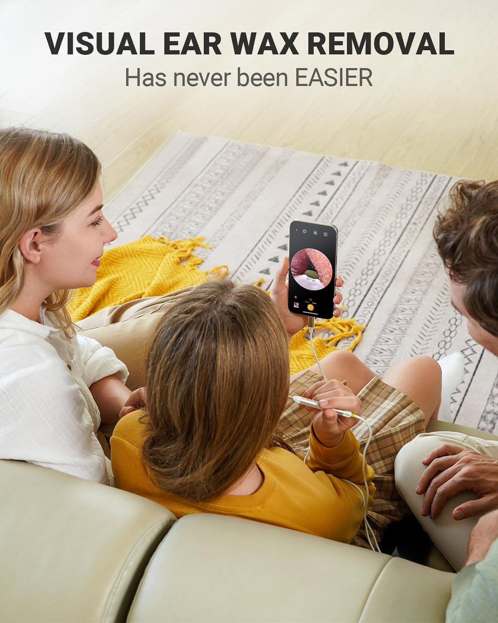 AnyScope HD provides real-time view for easy ear checks on your device.