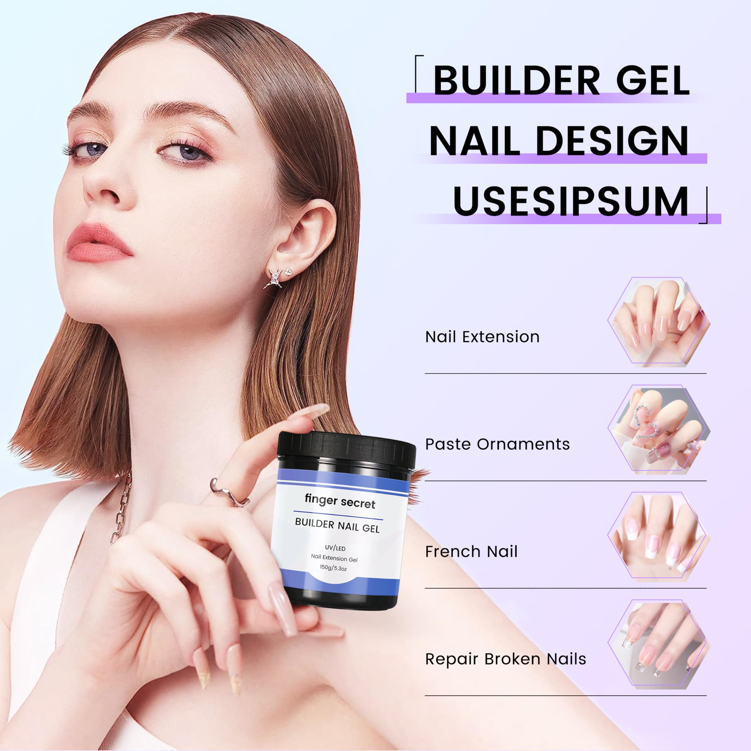 AOBOO Finger Secret nail extension demo showing durable length.