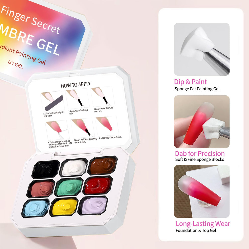AOBOO UV/LED cure step highlighting home salon convenience and quick drying.