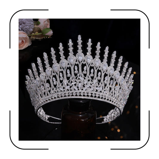 Aoligrace luxury wedding crown tall princess tiara glistening for ceremonies