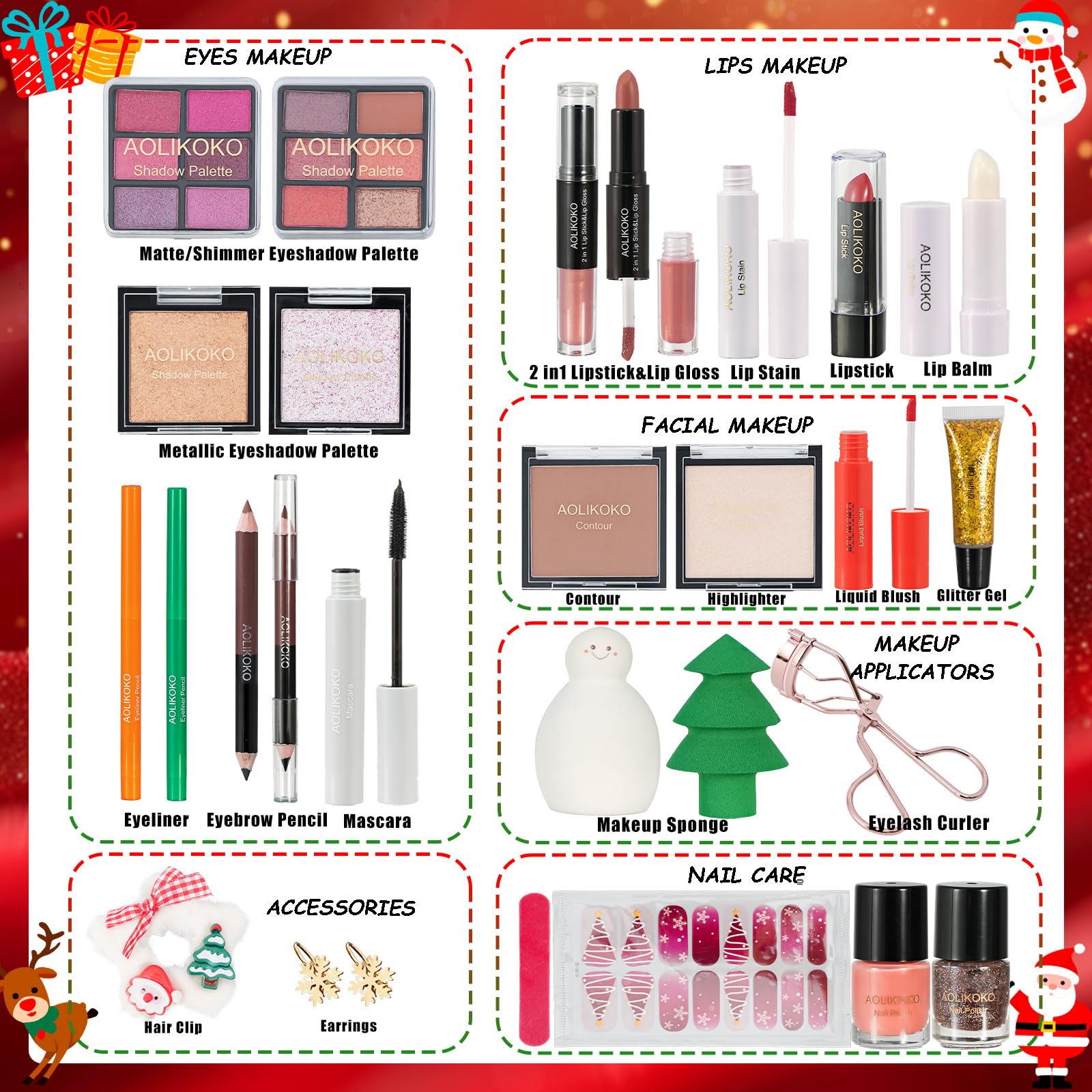 Aolikoko blush contour kit advent calendar 24 days for sculpted warmth and glow.