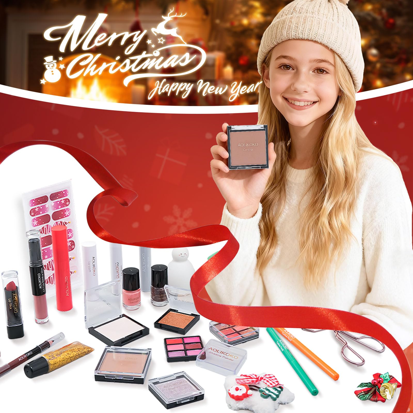 Aolikoko eyeshadow palette advent calendar 24 days for quick festive eye looks on-the-go.
