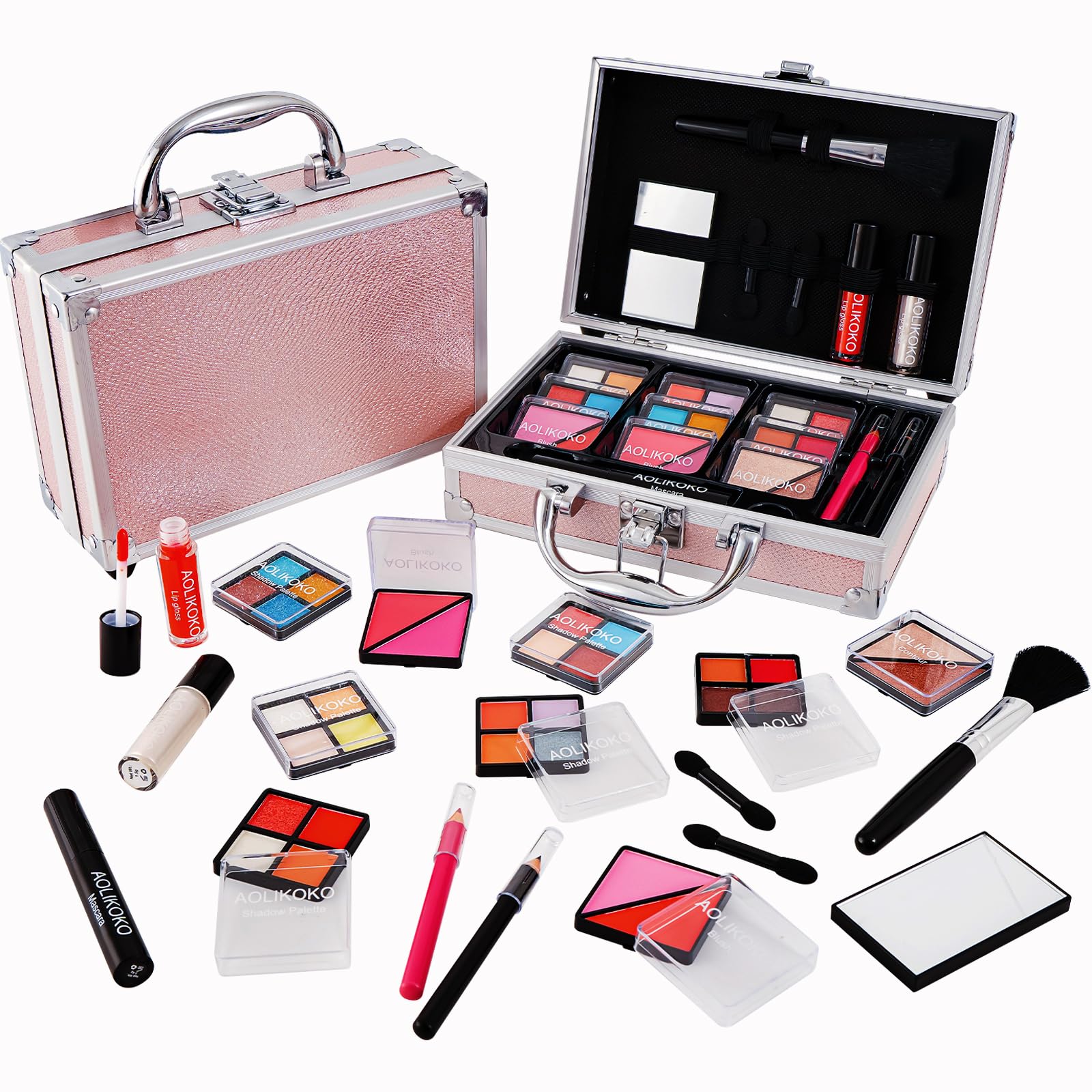 AOLIKOKO makeup kit with train case for organized travel and storage