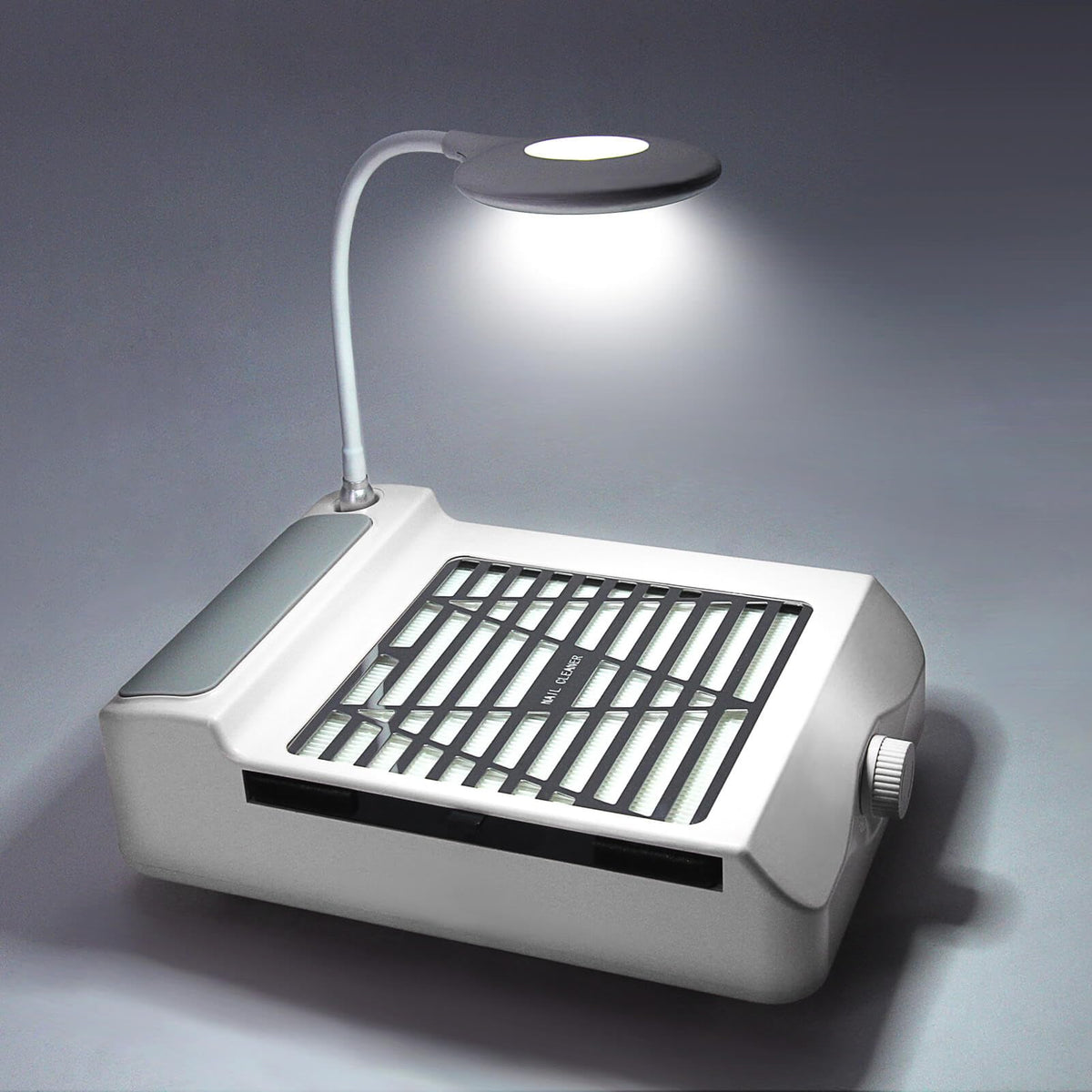 AONOLOVO nail dust collector front view shows powerful suction for clean nails