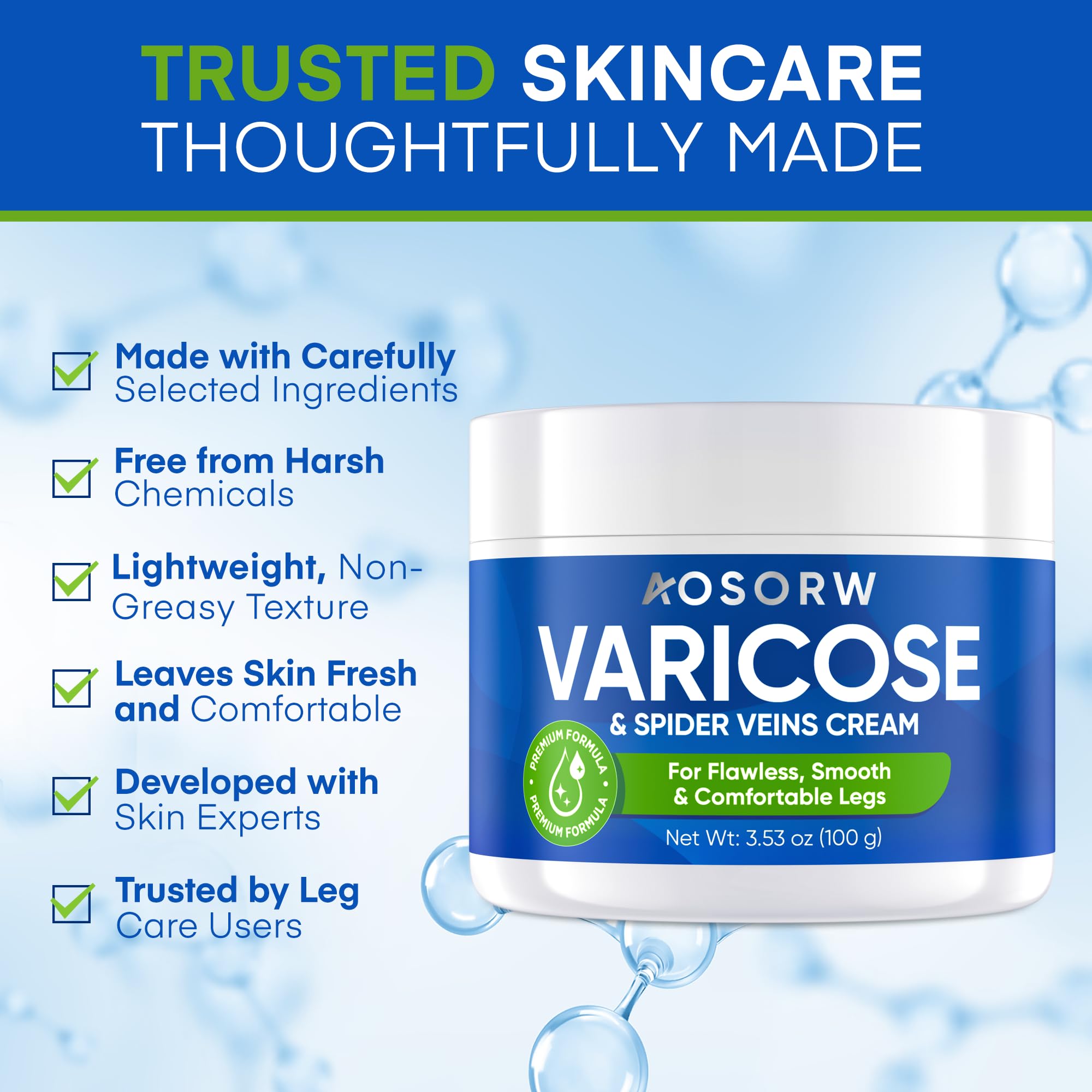 AOSORW hands massaging cream into clean dry skin after day.