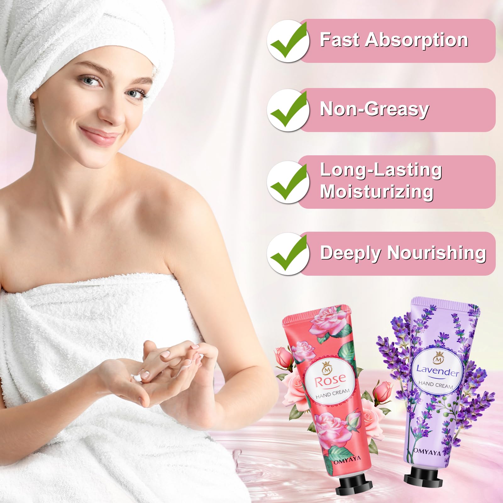Aottom Peach hand cream pack with refreshing scent and moisture.