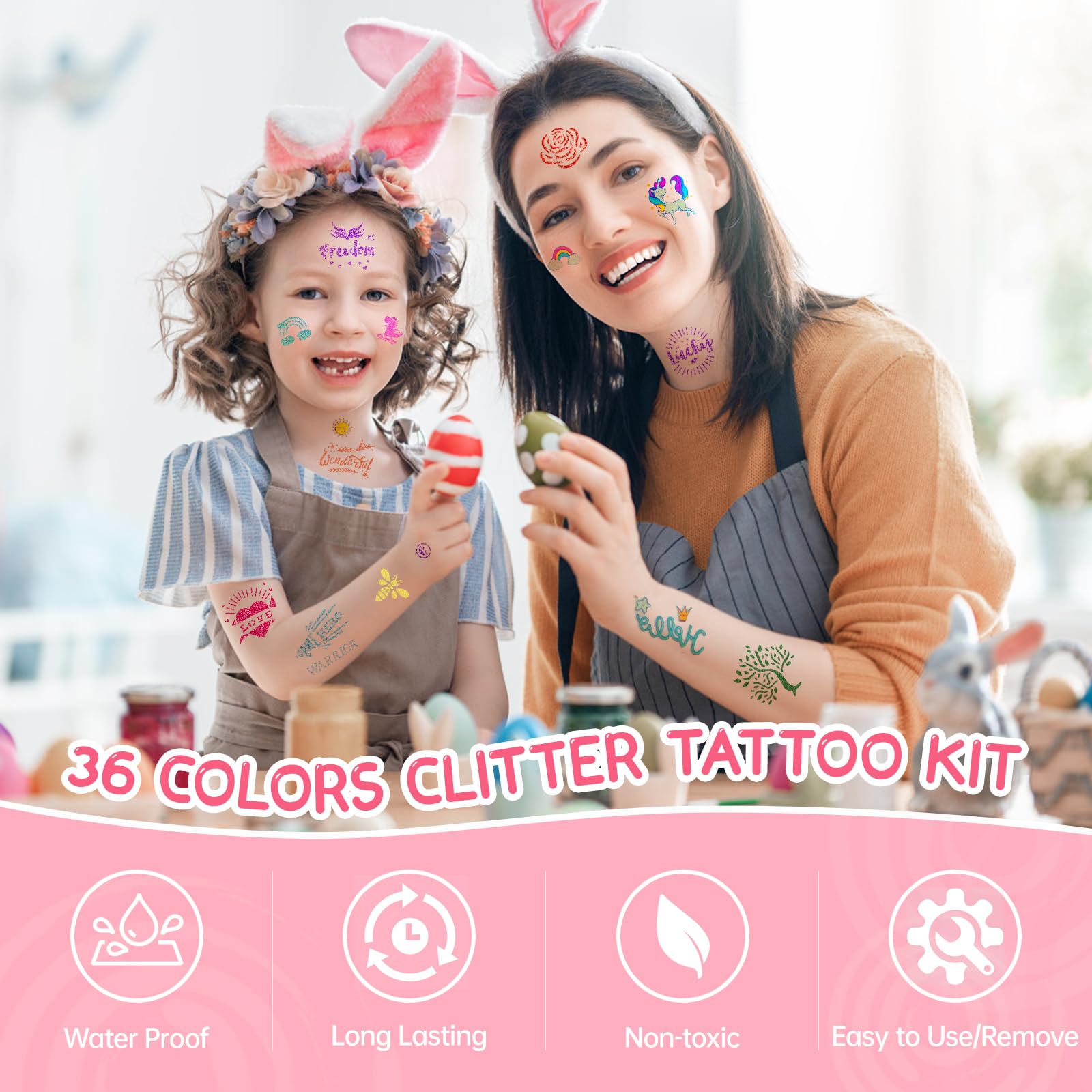Aottom glitter glue trio enabling precise application and easy removal.
