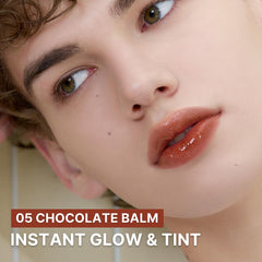 AOU Glowy Tint Balm arm swatches displaying warm brick shade