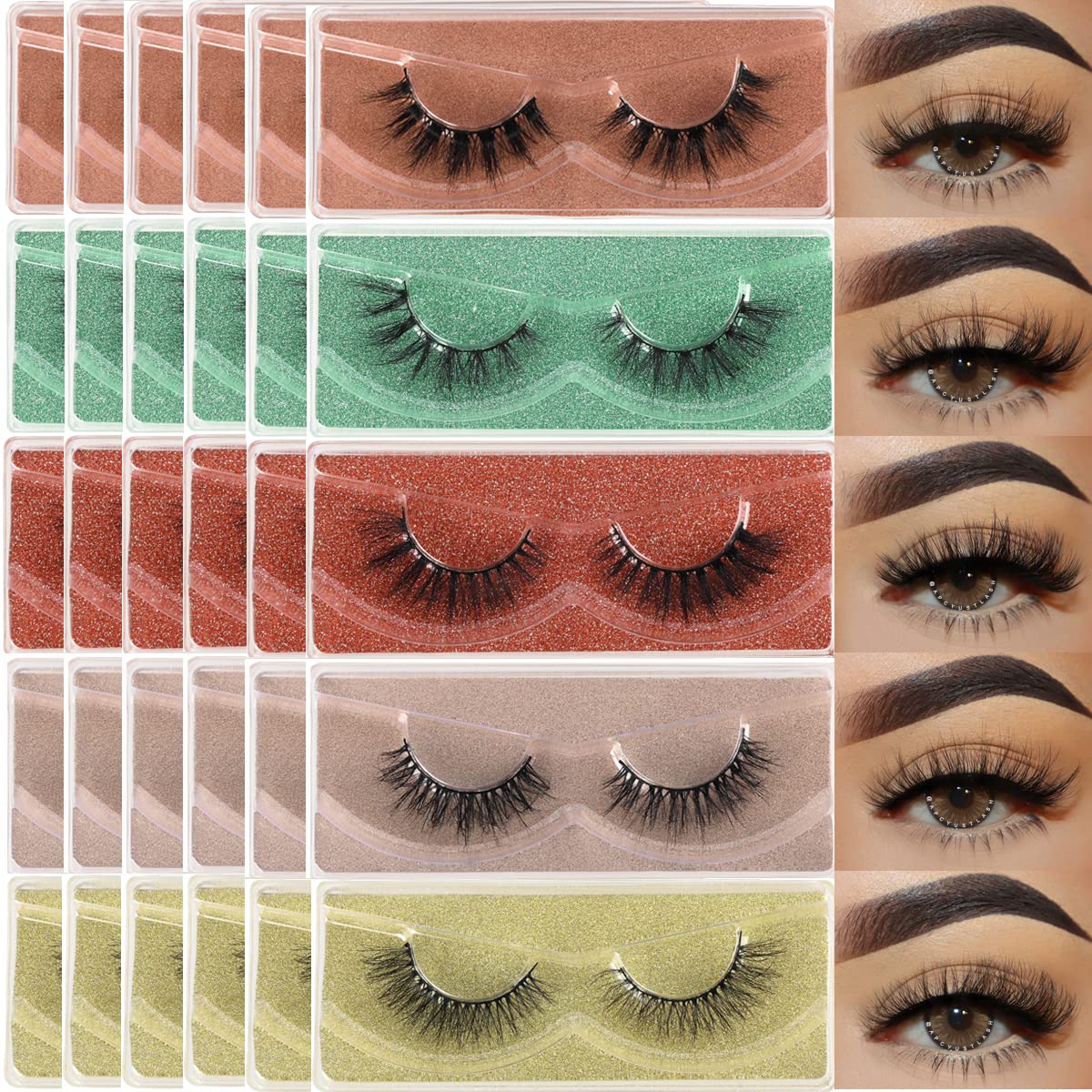 APCYUST Lashes Bulk with 30 pairs across five styles for versatile day-to-night looks.