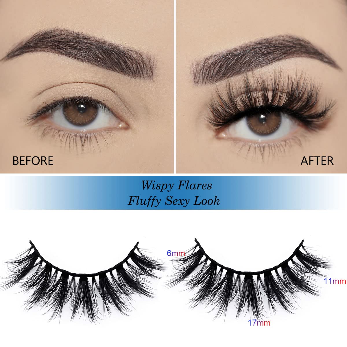 APCYUST cruelty-free synthetic fibers deliver soft volume for natural looks.