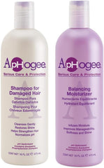 ApHogee Shampoo and Balancing Moisturizer set nourishes damaged hair while protecting color and shine.