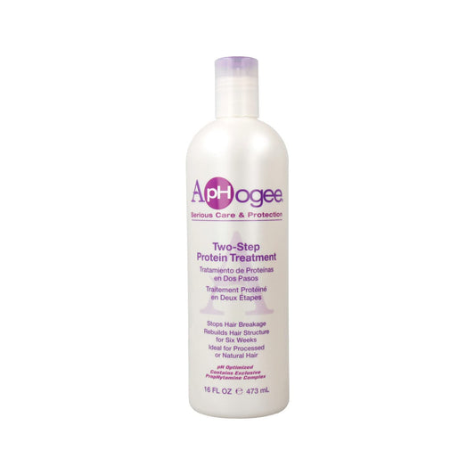 Aphogee Two-Step bottle close-up for damaged hair care.