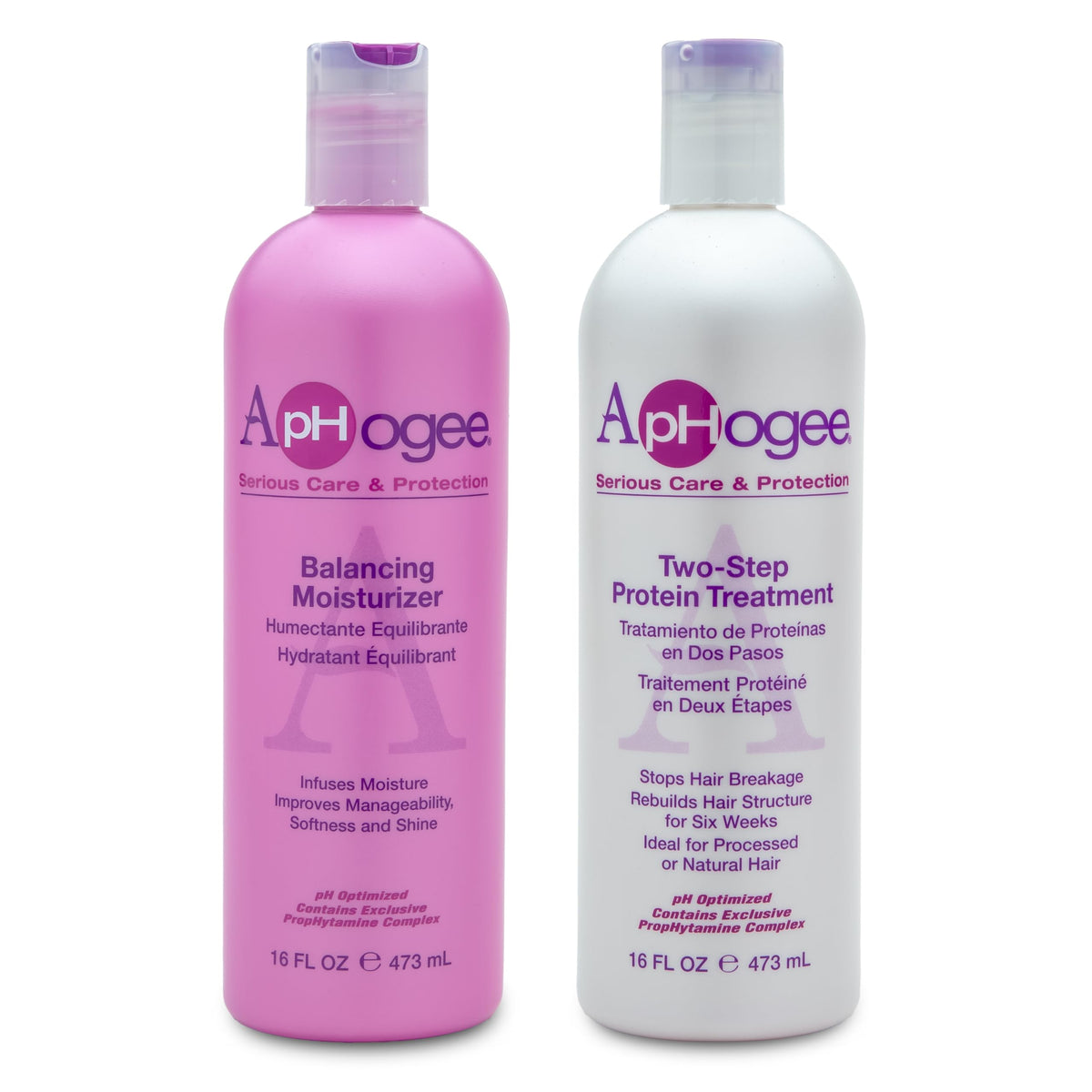 Aphogee two-step protein treatment bottle strengthens dry, over-processed hair.