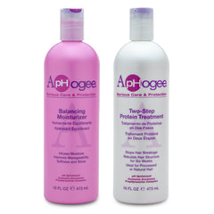 Aphogee two-step protein treatment bottle strengthens dry, over-processed hair.