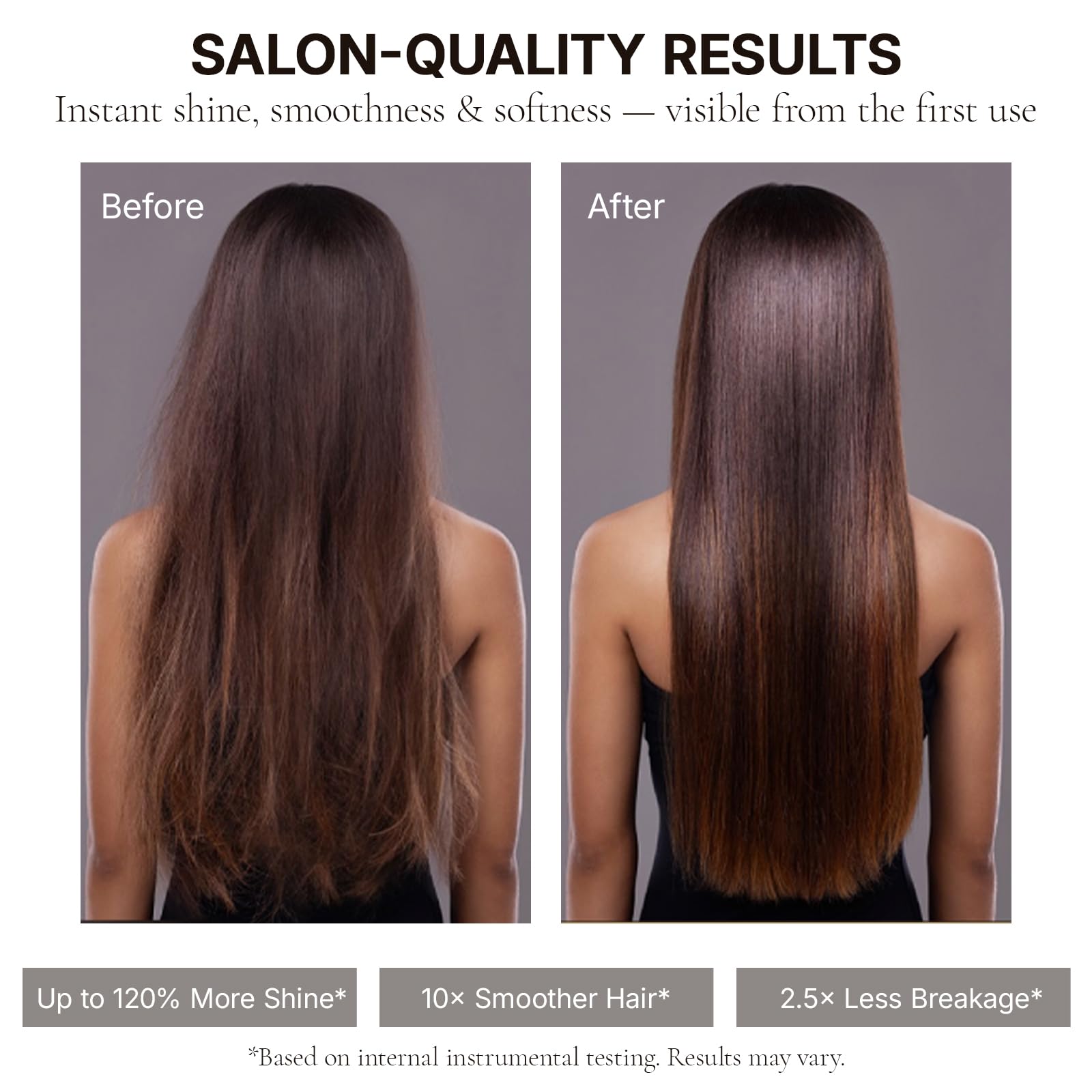 APHORENE application through mid-lengths demonstrating frizz control