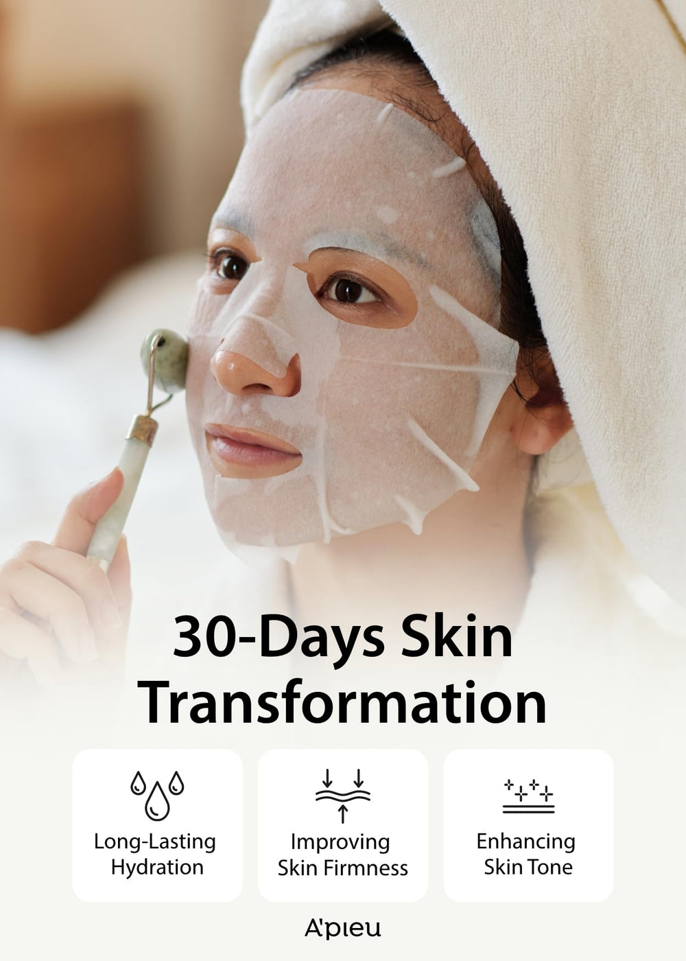 A'PIEU Daily Sheet Mask Green Tea essence saturation shows rich hydration for refreshed skin