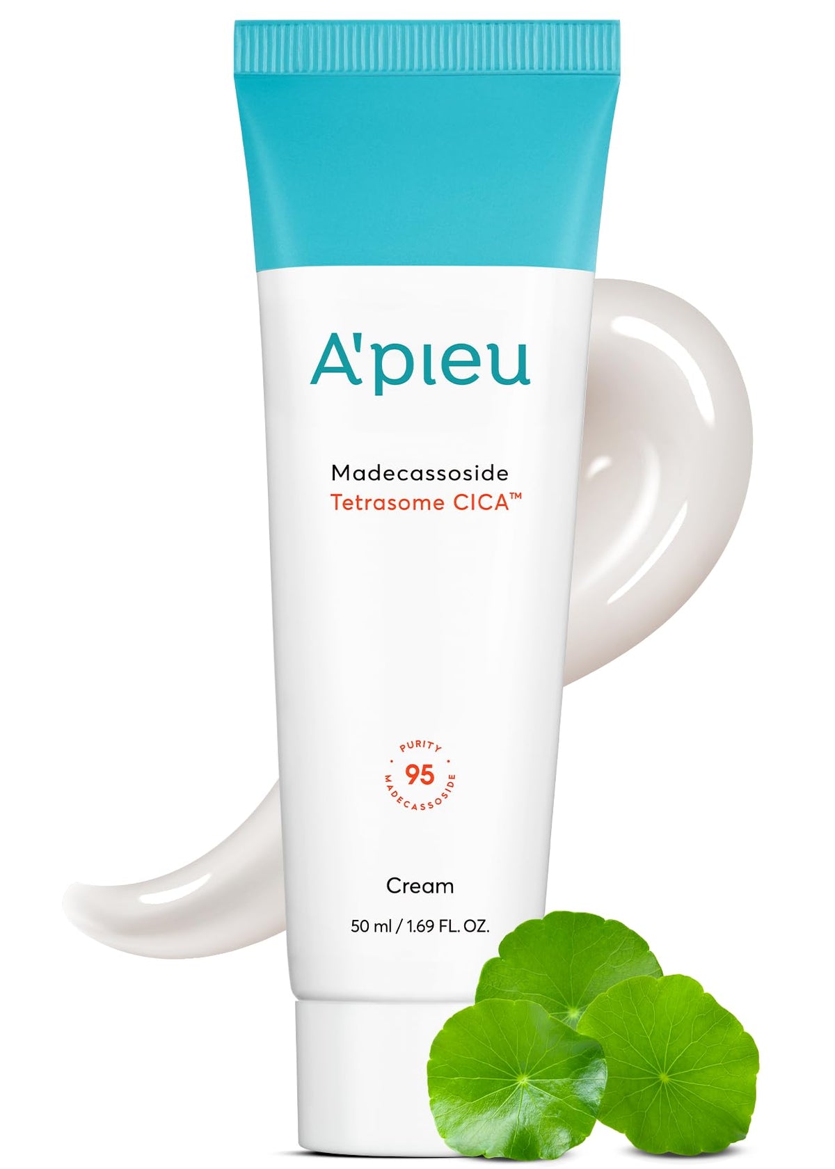 A'PIEU Madecassoside Tetrasome Cream jar close-up showing soothing hydration for sensitive skin.