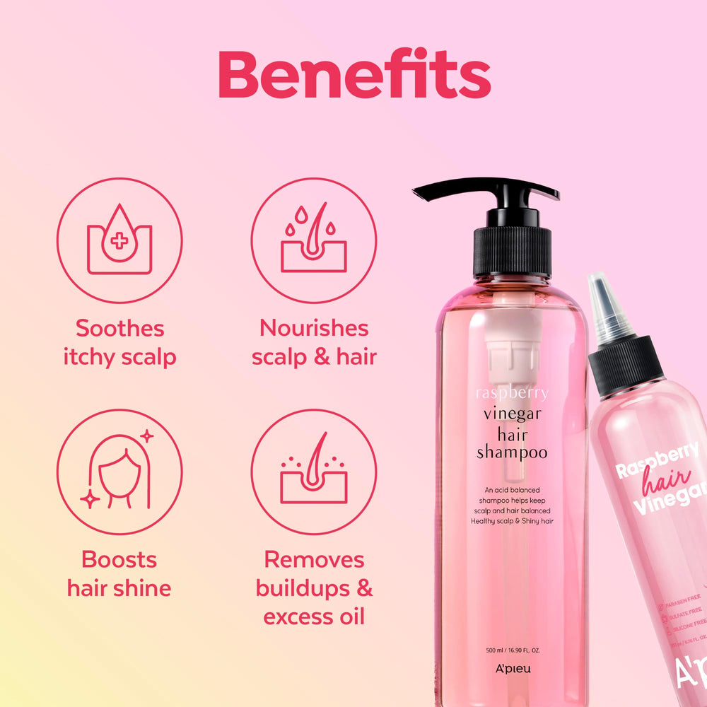 Shiny hair after using Raspberry Vinegar set with smooth finish
