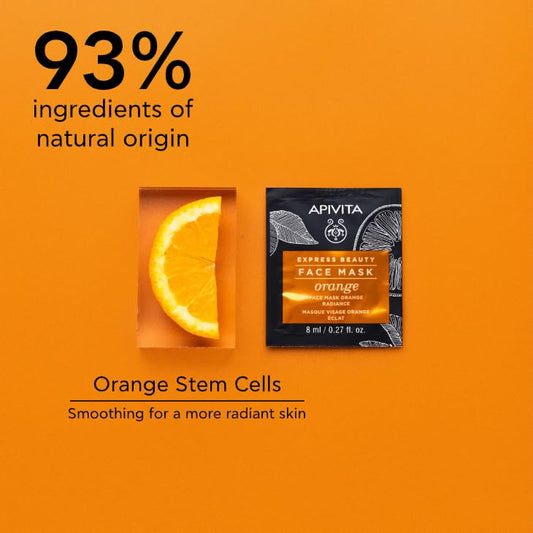 APIVITA Express Beauty Orange Face Mask swatch reveals gel-cream texture for smooth skin.