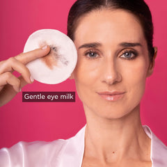 Apivita Eye Makeup Remover texture close-up showing creamy milk for hydration