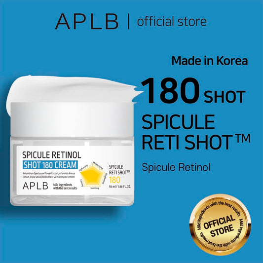 APLB Spicule Retinol Shot 180 label close-up; clear product details for trusted use.
