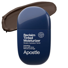 APOSTLE Reclaim tinted moisturizer bottle in Black River for balanced skin tone.