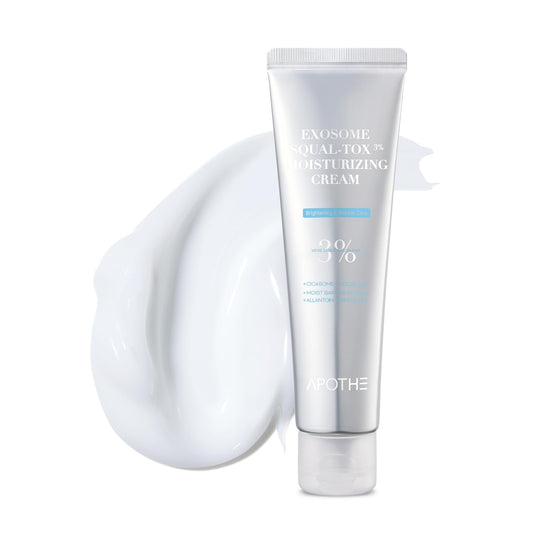 APOTHE Exosome Squal-Tox cream jar close-up showing rich hydration texture