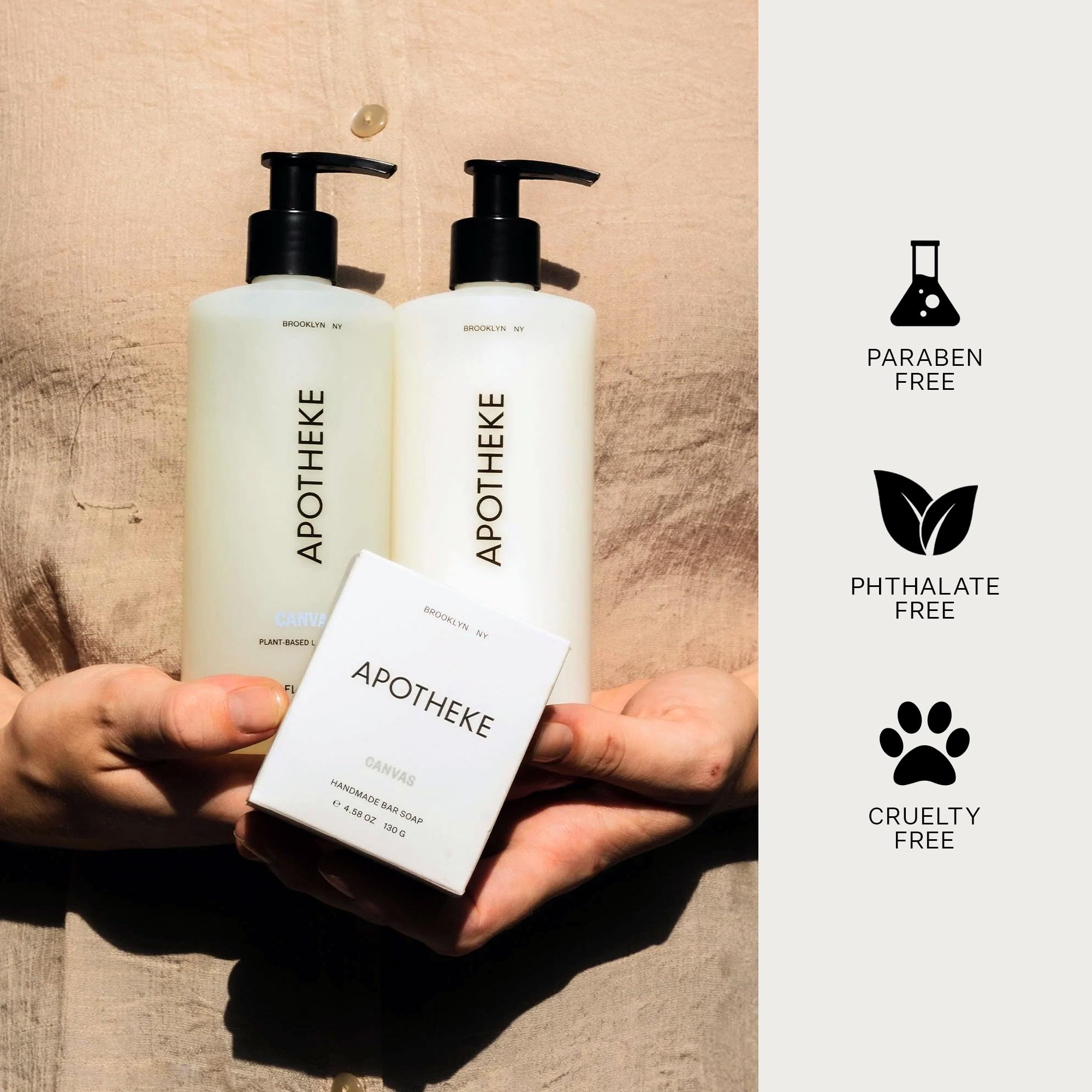 APOTHEKE Brooklyn factory label emphasizes clean, paraben-free formula