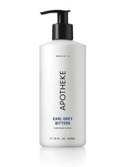 APOTHEKE Earl Grey Bitters lotion bottle for daily hydration.
