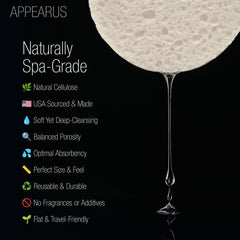 Appearus facial sponges cleansing and soft exfoliation to lift dirt and oil.