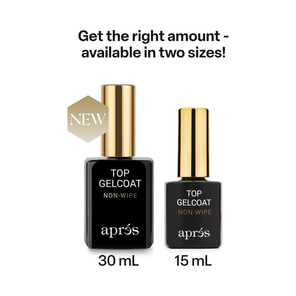 APRÉS chrome/mirror powder-ready gloss enhances high-shine nail art results.
