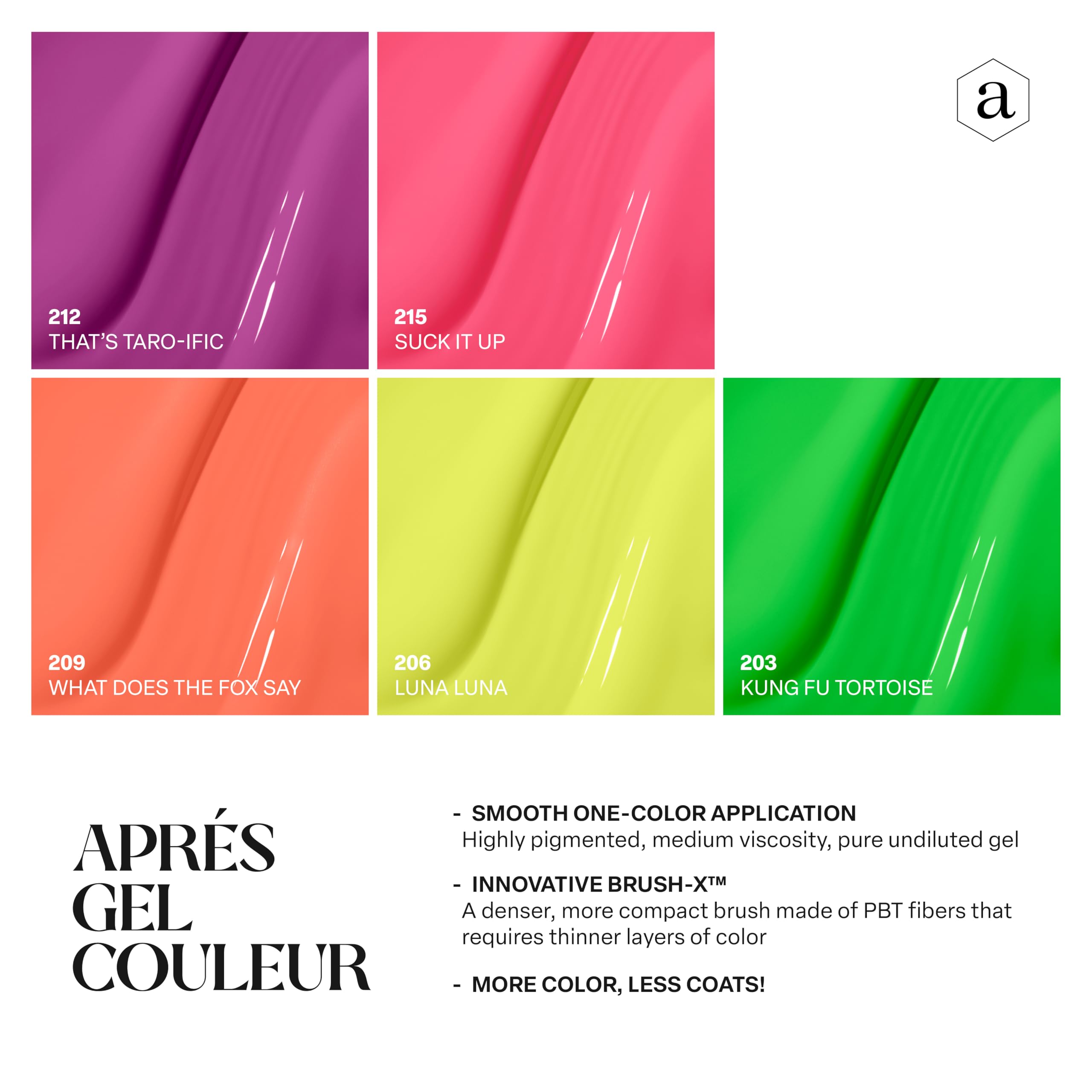 APRÉS dense pigment formula enables rich opacity with thin layers