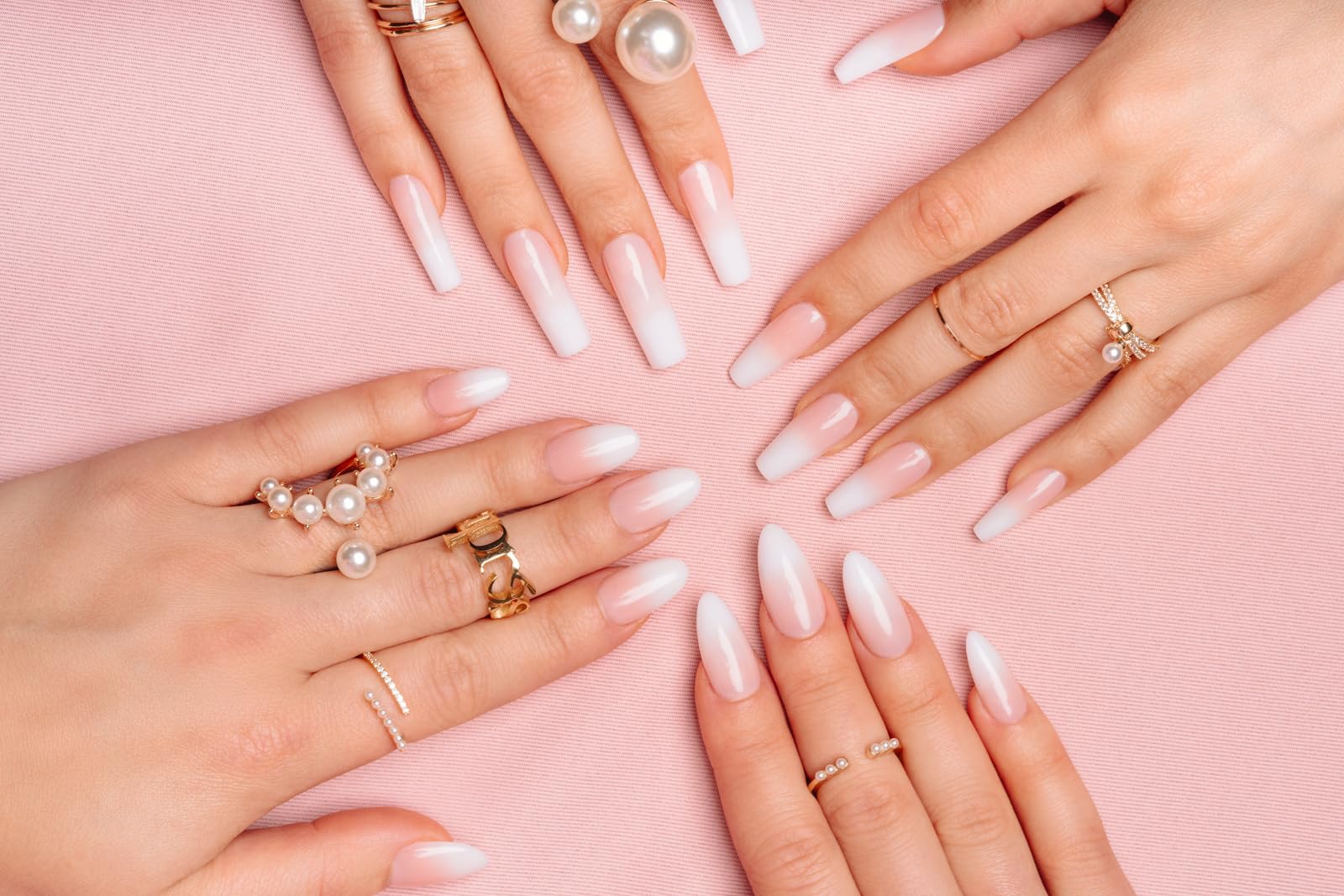 APRES Gel-X Ombre tips in Coffin shape for modern style