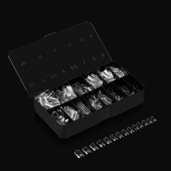 APRÉS Gel-X tip sizes 00–9 assortment enables precise fitting for various nail shapes.