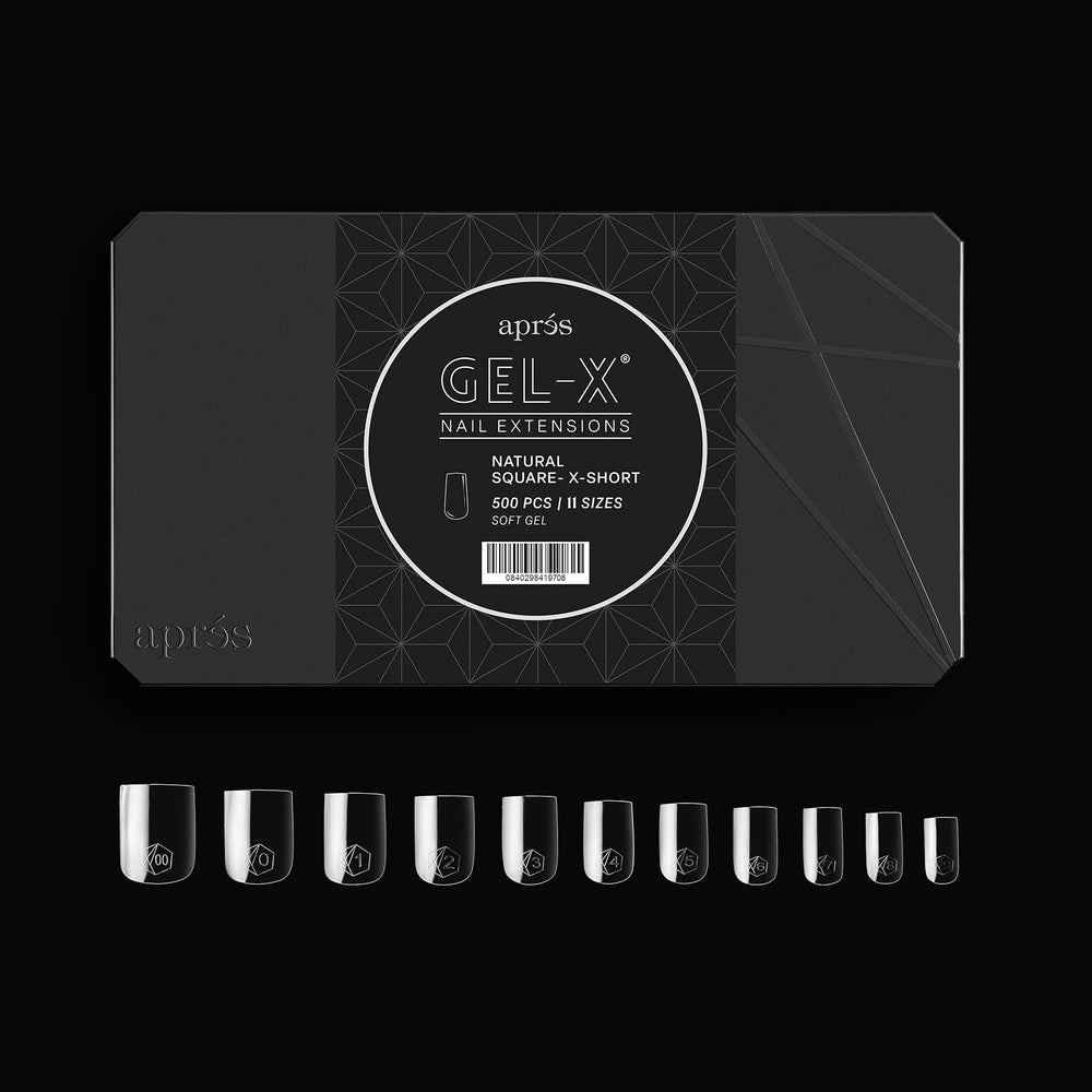 APRES Gel-X tip sizes 00 to 9 range for precise fit and versatile design options.