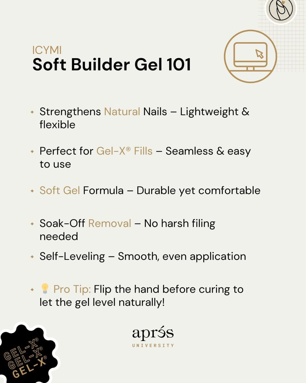 APRÉS Soft Gel Builder professional-quality results for salon-like nails at home.