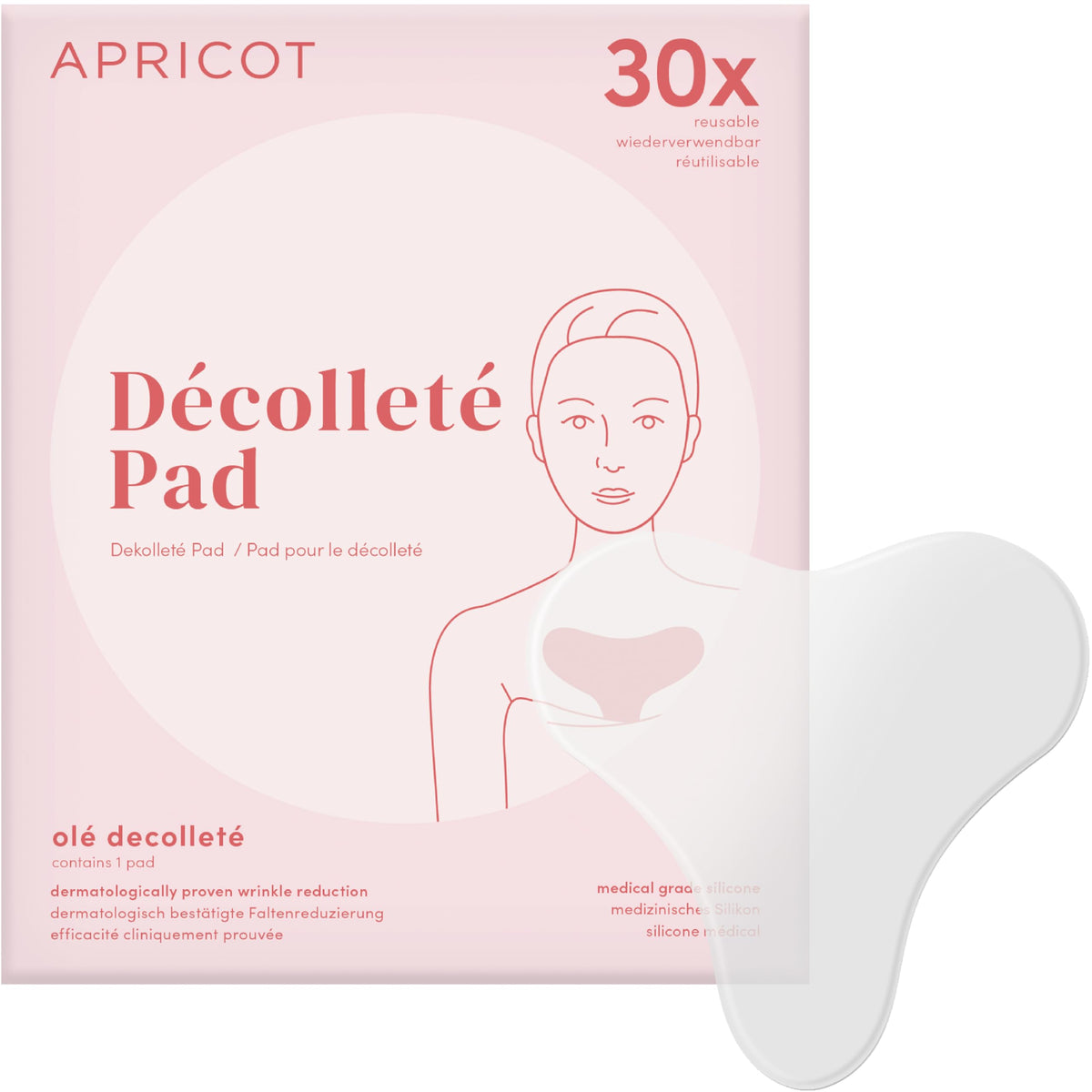 APRICOT Beauty Decollete Pad Wear smooths wrinkles for a refreshed décolleté.