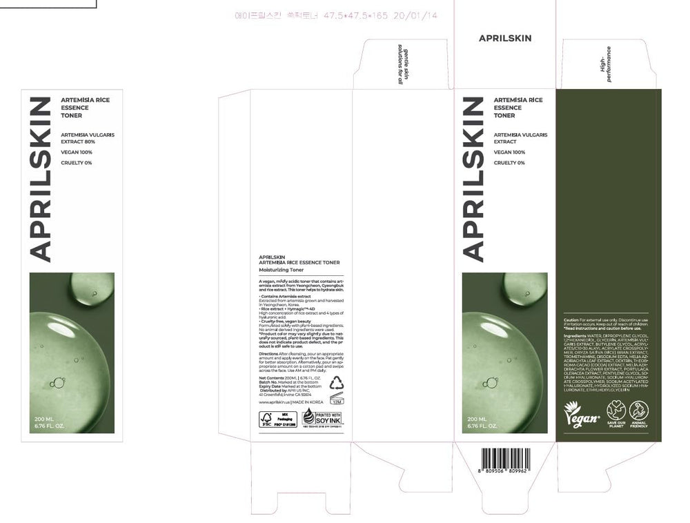 APRILSKIN Artemisia toner bottle displayed with soft lighting.
